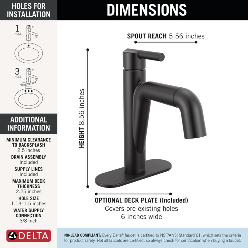 Nicoli Pull-Down Single Hole Bathroom Faucet,  Pull Out Sprayer Bathroom Sink Faucet, Matte Black