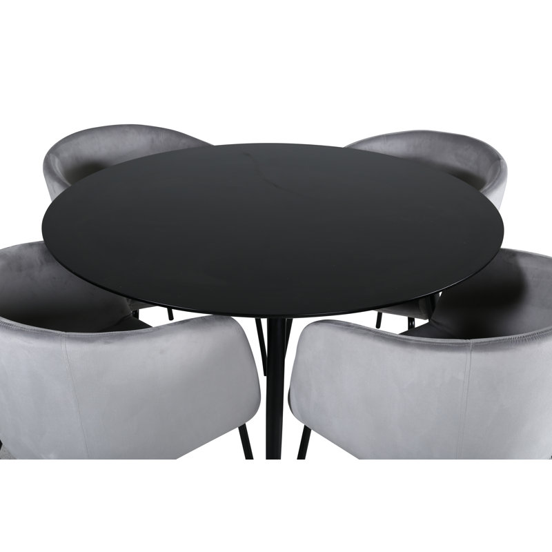 Dolson 4 - Person Dining Set, Grey, Black