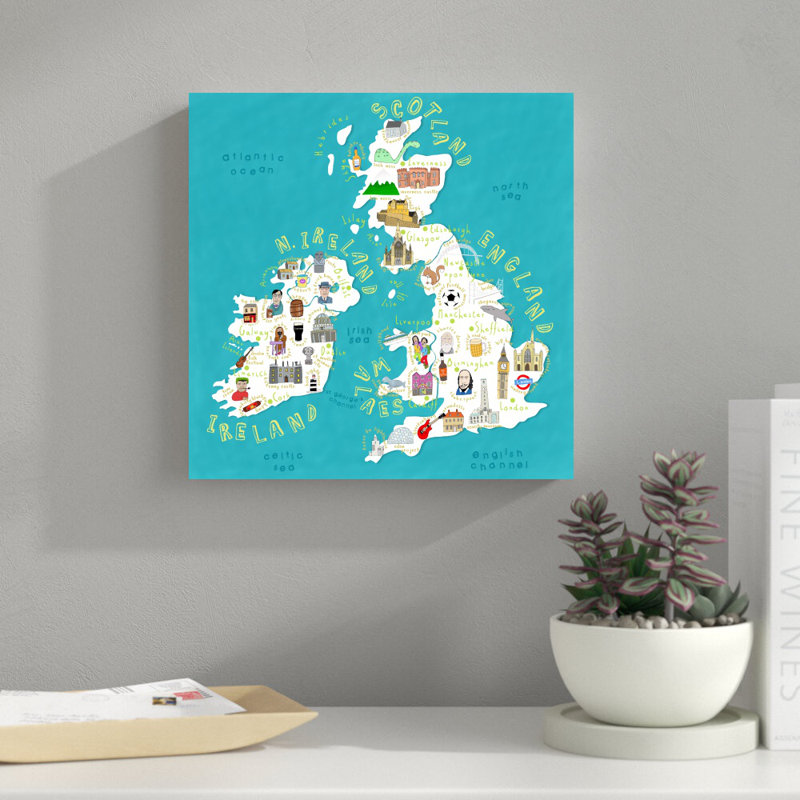 Pays illustrés Royaume-Uni + Irlande, H 12 po x l 12 po