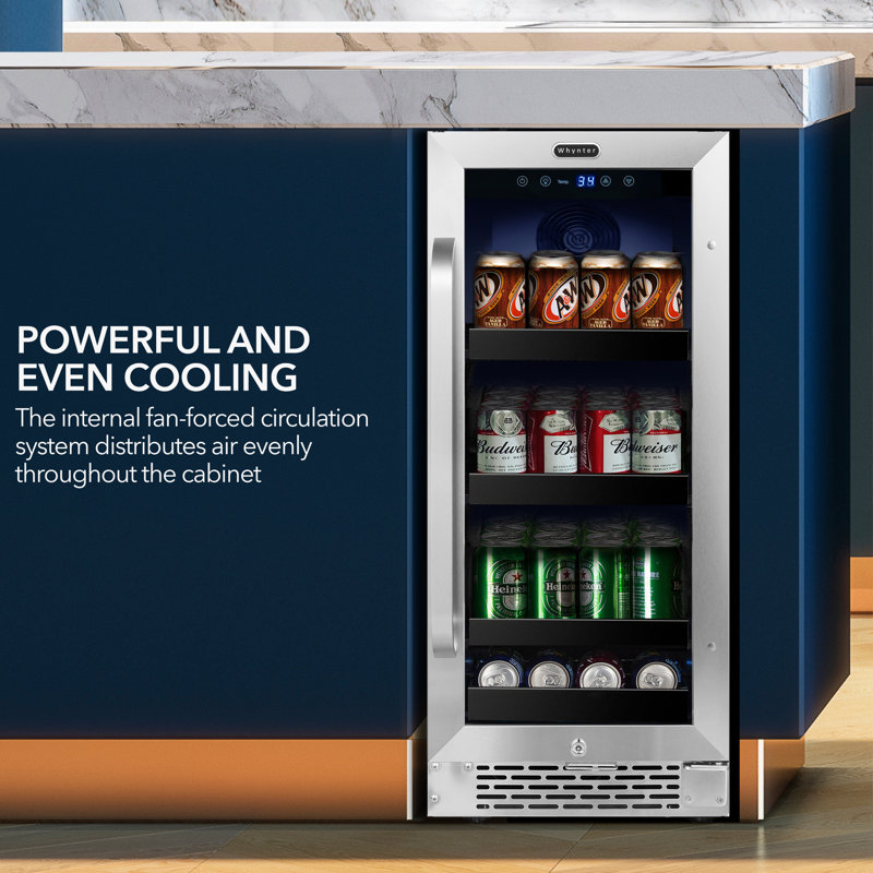Whynter 15" Stainless Steel Undercounter Beverage Refrigerator with Reversible Door