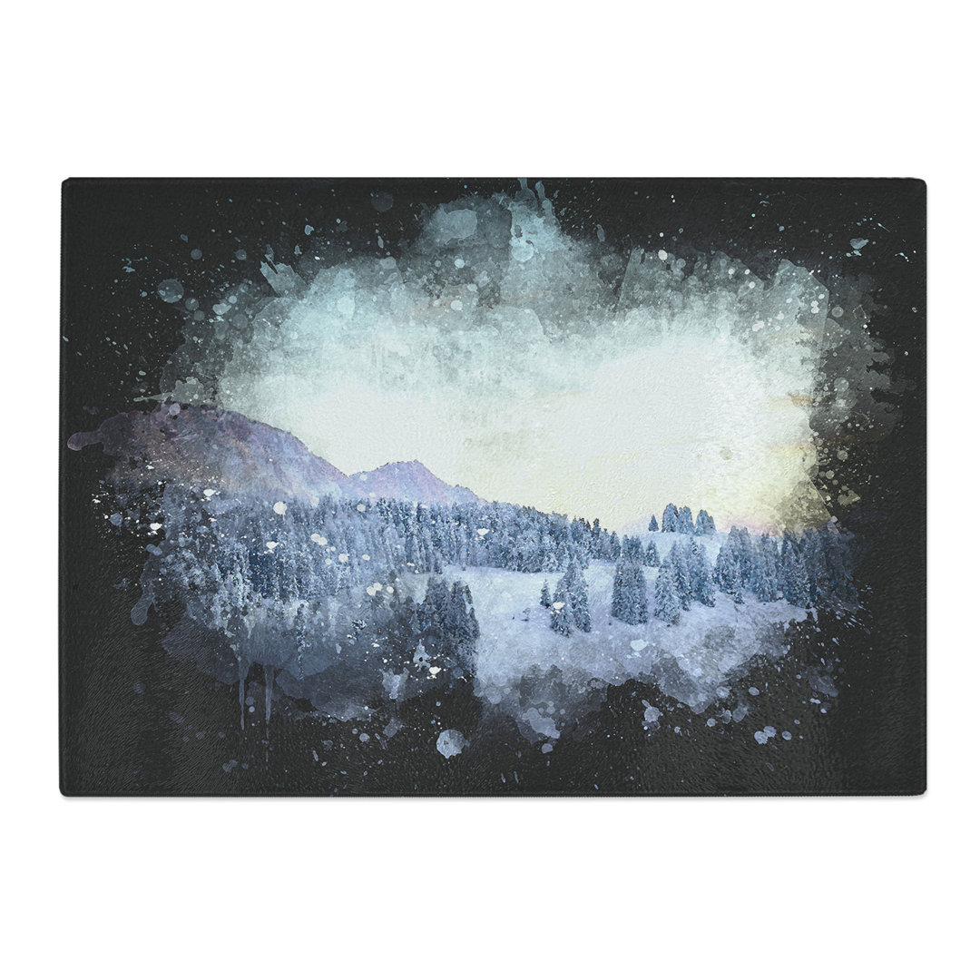 Tempered Glass Mountain & Forest at Winter Chopping Board