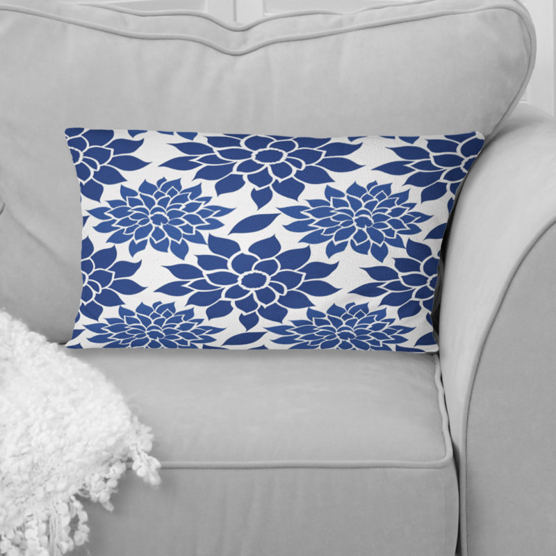 Cobalt Blue Floral Transitional I - Transitional Lumbar Pillow