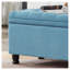 Banc de rangement rembourré capitonné avec tissu en lin, siège d'entrée bleu clair avec compartiment intérieur et pieds en bois d'hévéa