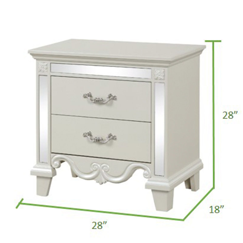Table de chevet 2 tiroirs Dienna, Blanc