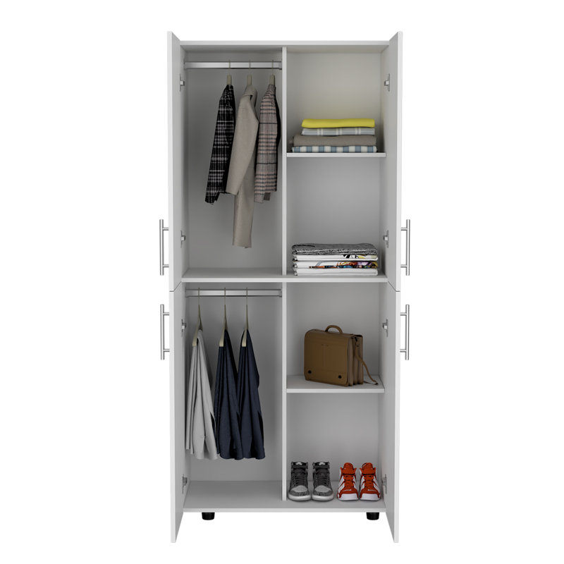 Armoire à quatre portes de 70 po de hauteur Hugues, Blanc