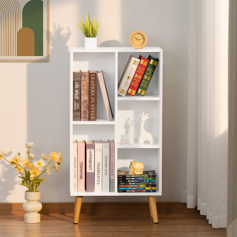 5 Cube Bookshelf 3-Tier Bookcase With Legs,Book Shelf Cute Storage Organizer,Free Standing Open Toy Shelves Wood Bookshelves,Display Bookcases For Bedroom,Living Room