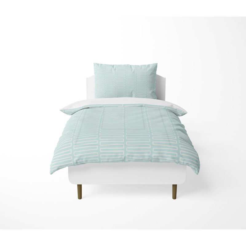 Block Maze Decorative Lightweight Comforter Set, Light Blue