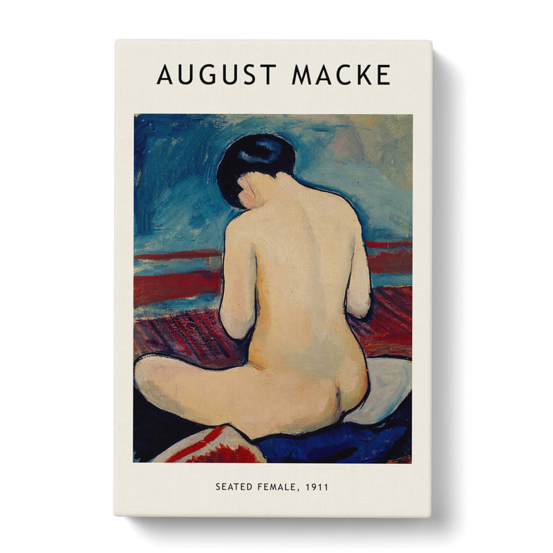 Sitting Nude by August Macke - Wrapped Canvas Painting, 50cm H x 35cm W x 3cm D