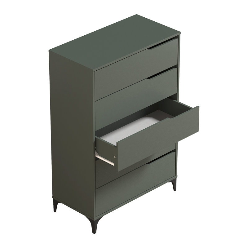 Commode 5 tiroirs Norcross, Vert