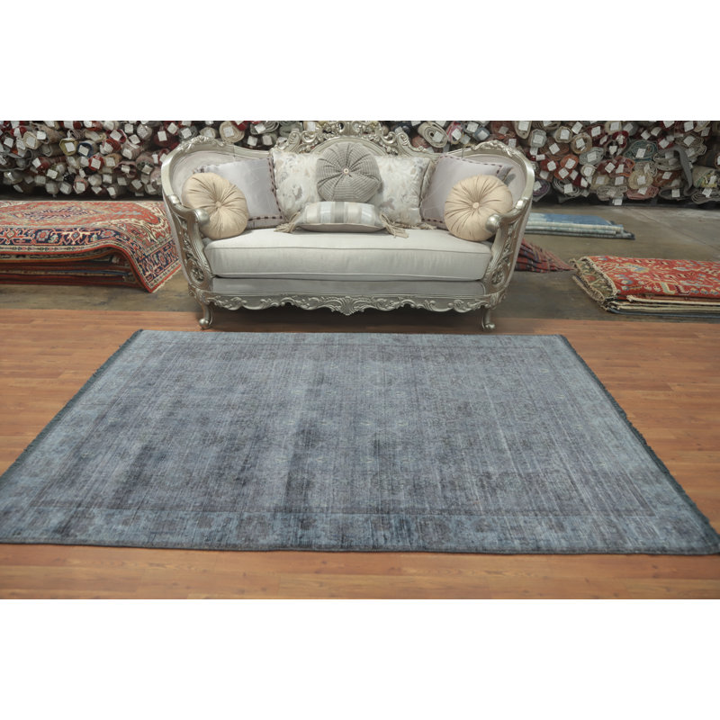 Tapis unique en coton gris anthracite et gris 7 pi 11 po x 5 pi 6 po