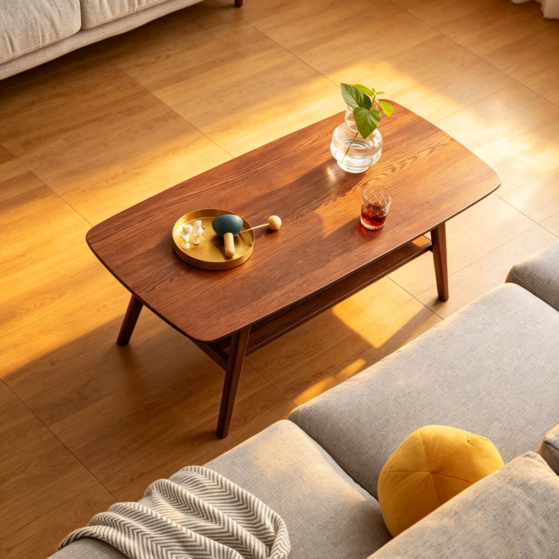  Table basse avec plateau en bois de chêne massif