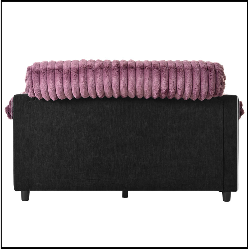 Chaise longue avec deux coussins décoratifs, Vin rouge