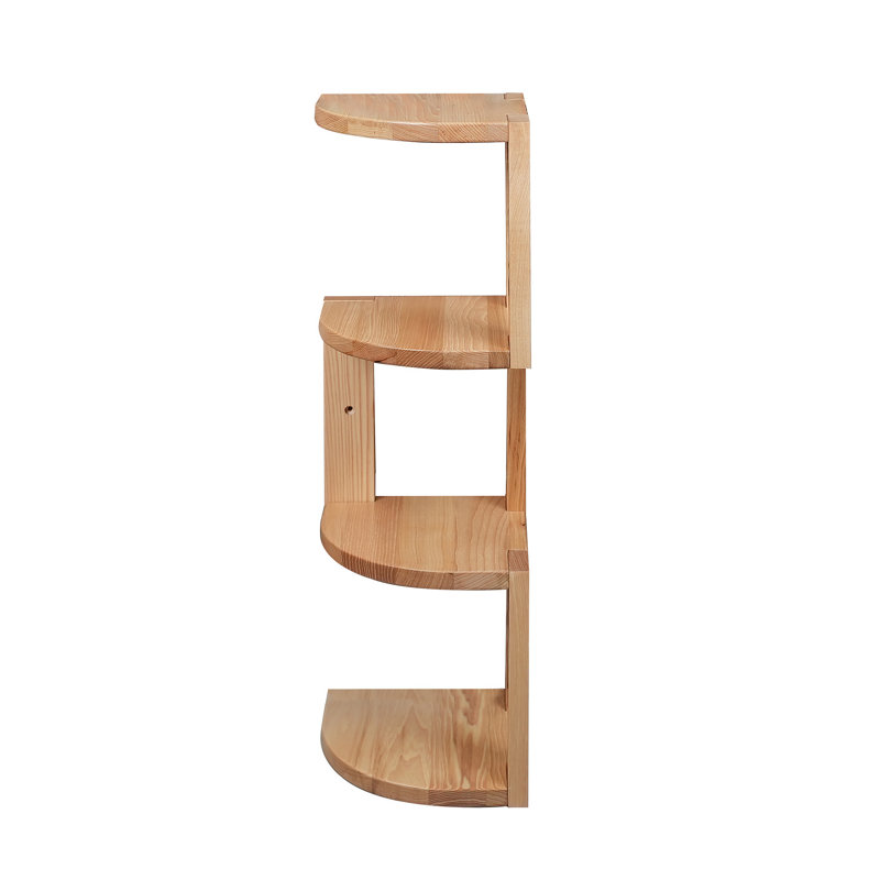 Corner Shelf, 4 Pieces, USA-Grown Solid Hickory Hardwood, Natural Hickory