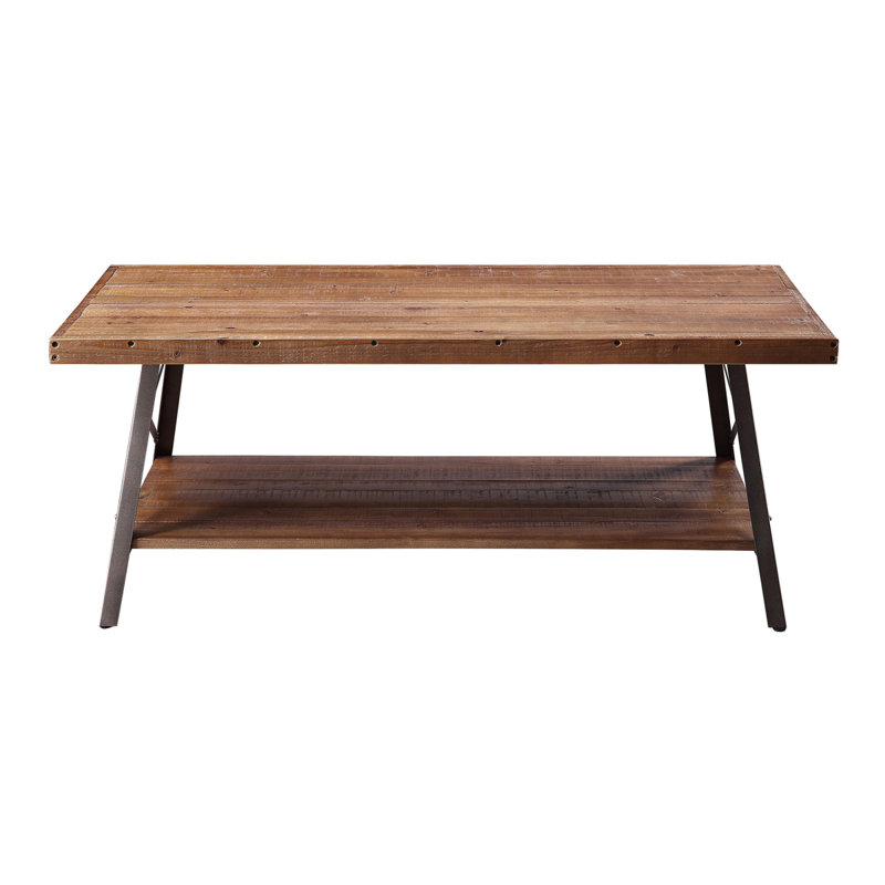 Table basse avec rangement en chêne patiné et sable noir