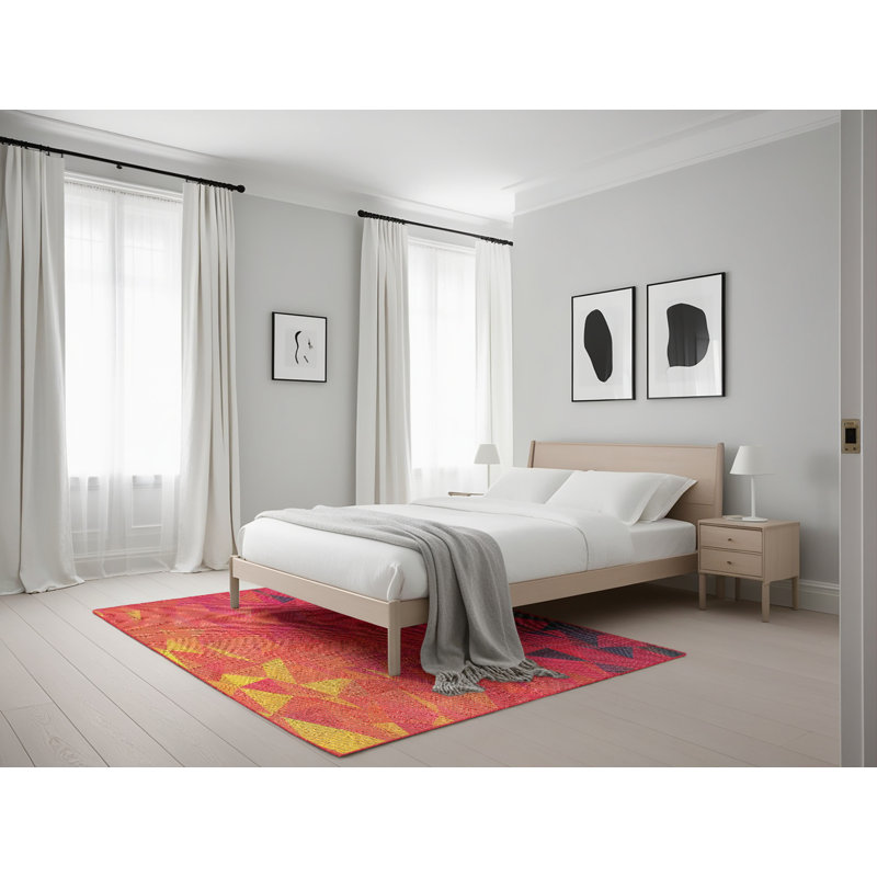 Orange Tapis décoratif sanroman, Rectangle 5 pi x 7 pi