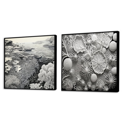 Gray Marine Scenes - Nautical & Coastal Square Collage Set Of 2