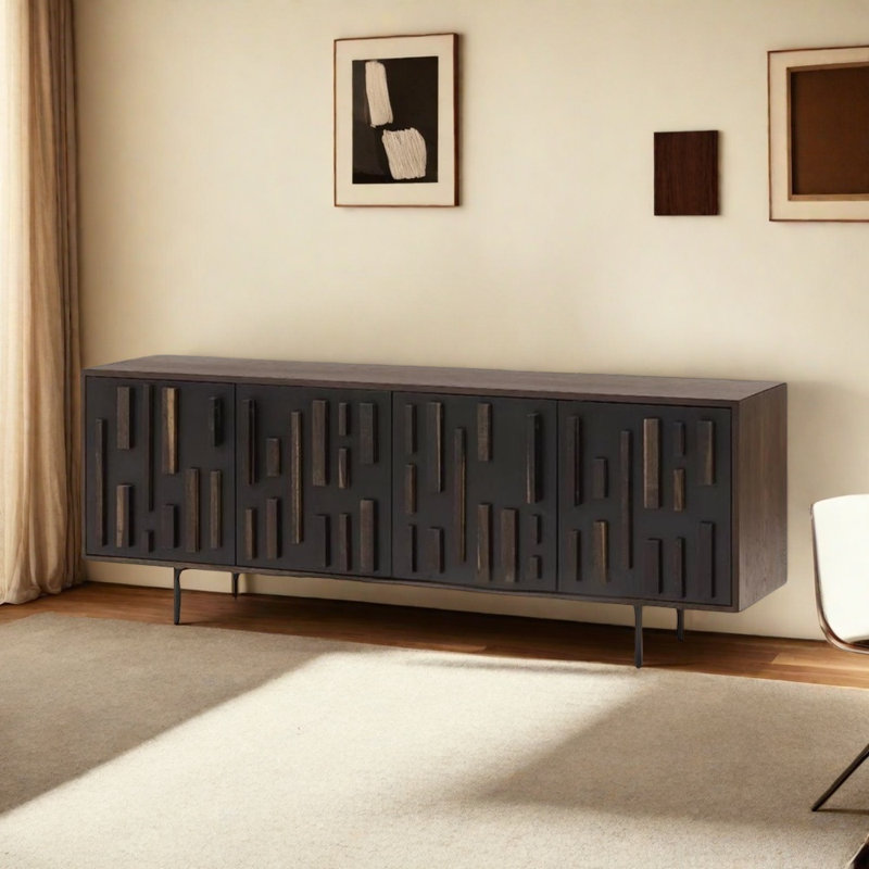 Buffet de style rétro, H 25,59 po x l 62,99 po x P 15,75 po