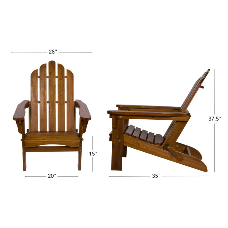 Breeona Solid Wood Folding Adirondack Chair, Oak