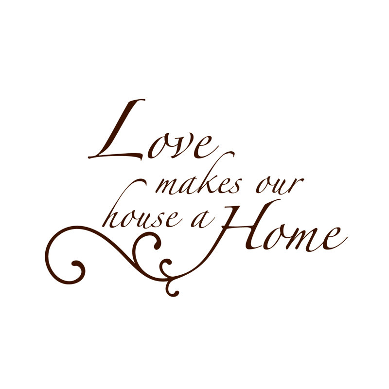 Décalcomanie murale "love make the house", H 13 po x l 20 po x P 0,01 po, Chocolat