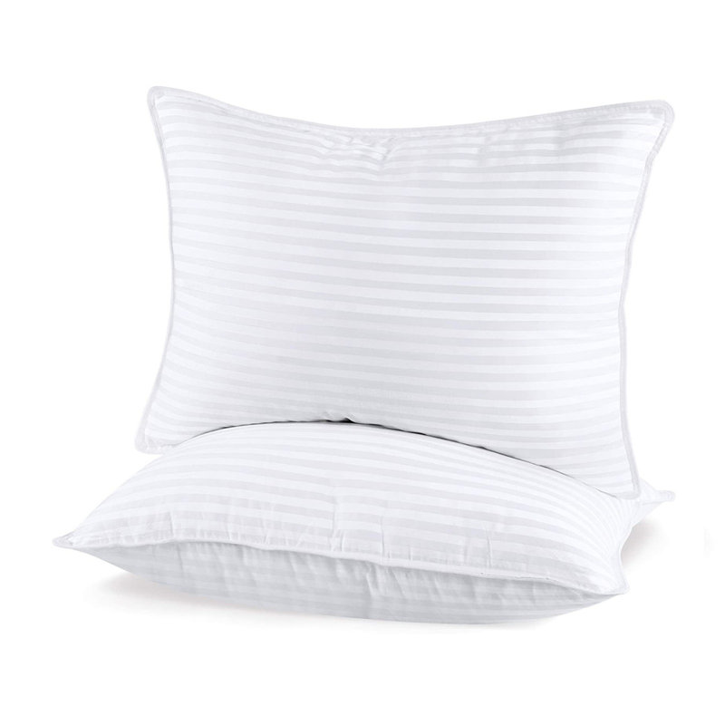 Coussins de lit en fibres synthétiques, garnis de gel, avec soutien moelleux (lot de 2), collection hôtelière, housse en coton, taille standard.