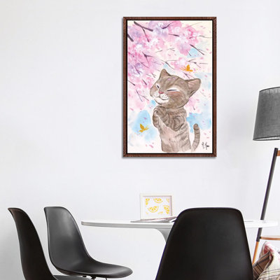 Cherry Blossom Wishes - Cat by Martin Hsu - Painting on Canvas