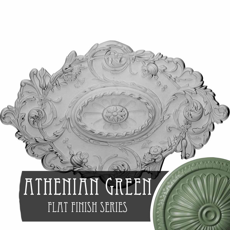 Médaillon de plafond Endurathane, l 30 1/2 po x H 20 po x P 1 1/2 po Endurathane, fini vert athénien peint à la main
