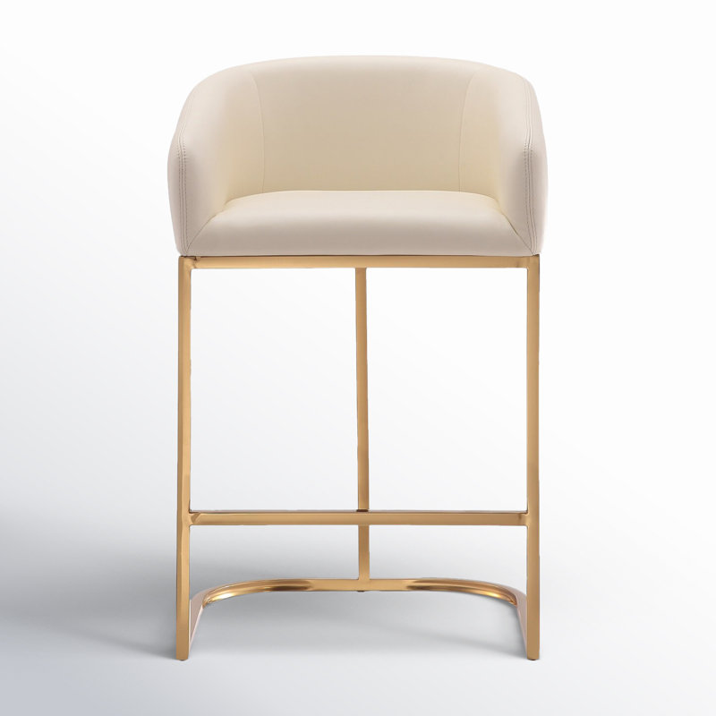 Vinnie Upholstered Counter Stool with Metal Frame, Counter Stool (26" Seat Height), Cream, 1