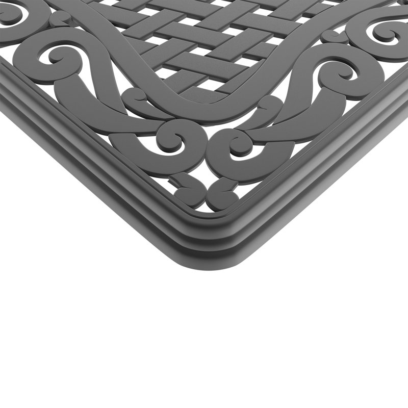 Table de salle à manger en fonte d'aluminium avec cadre noir et trou pour parasol