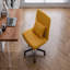 Chaise de bureau jaune avec accoudoirs croisés en lin jaune - polyvalente pour le bureau personnel, la méditation et le maquillage-637630467