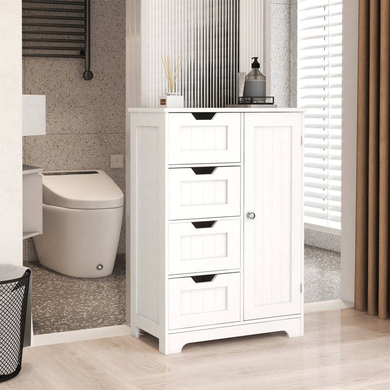 Armoire de rangement autoportante blanche avec tablettes réglables