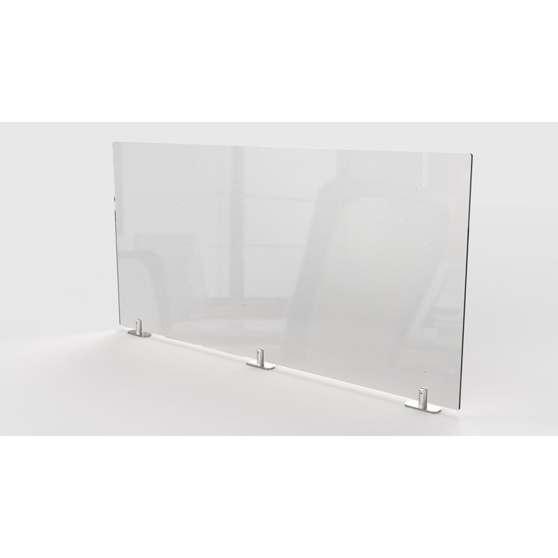 Partition Extender Clear Desk Privacy Panel, Clamp, 24" H x 59" W