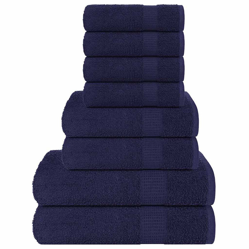 Towel Set 360 Gsm 100% Cotton, Navy Blue, 8 Piece Towel Set