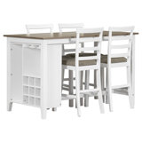 Rural Style 5-Piece Dining Table Set with 4 Padded Chairs and Built-in Storage for Dining Room