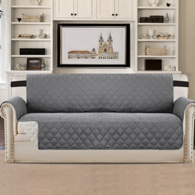 Reversible Box Cushion Sofa Slipcover for Dogs/Cats/Pets Quilted Furniture Protector with Non Slip Elastic Strap Water Resistant Sofa Covers Couch Covers