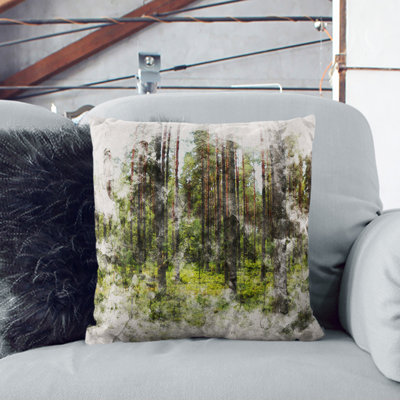 Green Forest Vol.1 Watercolour Square Throw Cushion