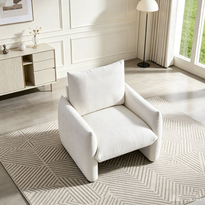 Modern Chenille Accent Chair, 34.3" Oversized Single Sofa Armchair with Plush Cushion