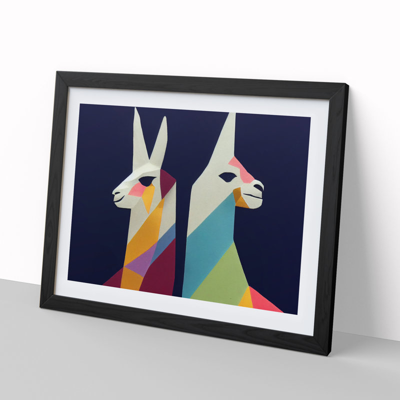 Abstract Llamas - Framed Print, Black, 34cm H x 46cm W x 2cm D