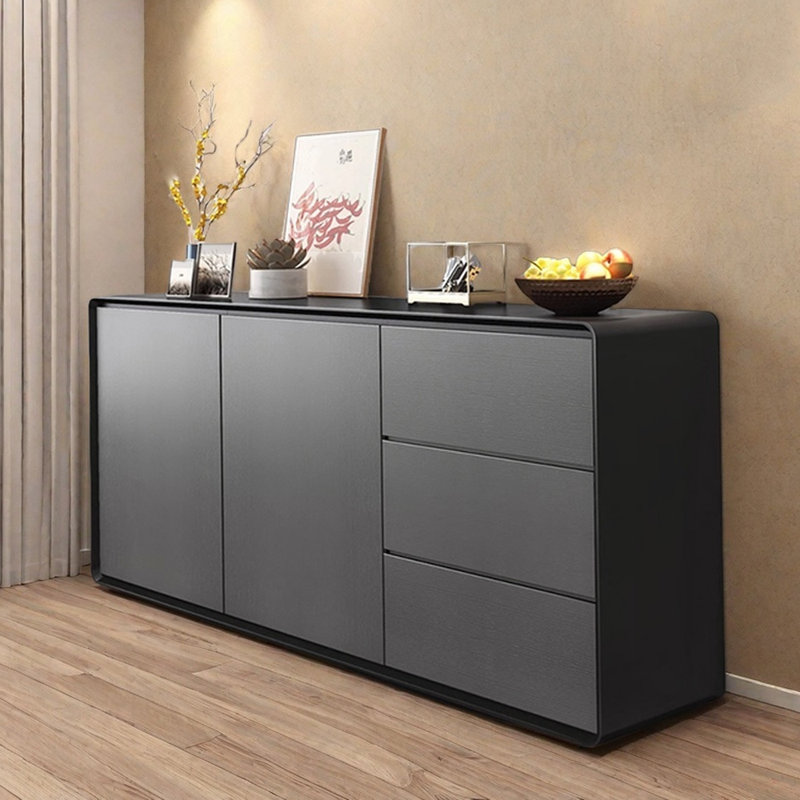 Armoire d'entrée moderne et minimaliste, Noir/gris, H 31,5 po x l 59,1 po x P 15,7 po
