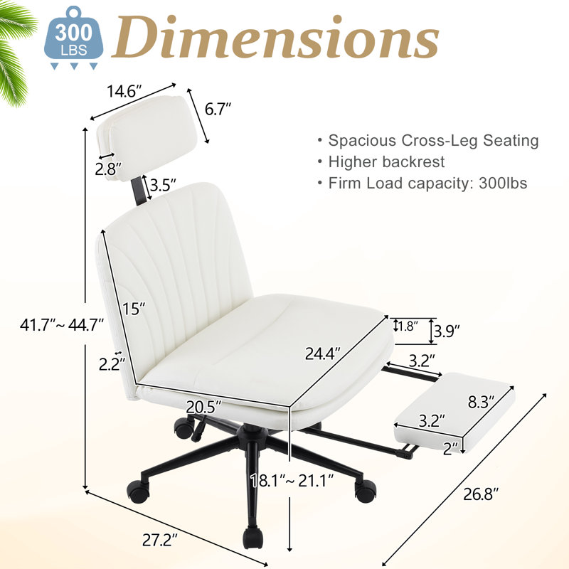 24.41'' W Task Office Chair, White