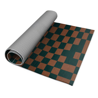 Tapis d'intérieur et d'extérieur à carreaux vert
