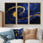 «Blue and Gold River of Marble Chaos», ensemble d'art mural abstrait en marbre