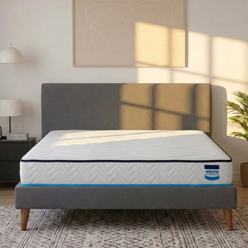 Winksleep Ultra Cool Blue Memory Foam Coil Mattress – Medium-Firm, Cooling Stretch Comfort, Kingsize (5')