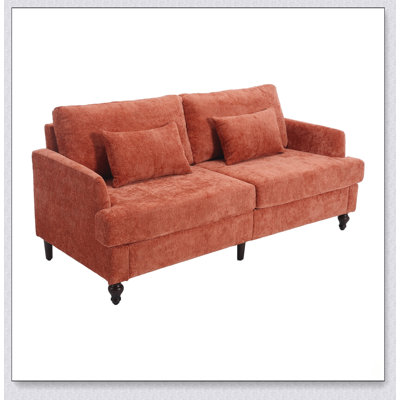 Canapé deux places en tissu chenille de style moderne du milieu du siècle, confort rembourré pour le salon et la chambre, pieds en bois
