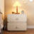 Set of 2 Nightstands, French Style Leather-Wrapped Bedside Tables with 2 Quiet-Close Drawers Each, Cream Champagne Finish, Solid Wood, 19”H-144258138