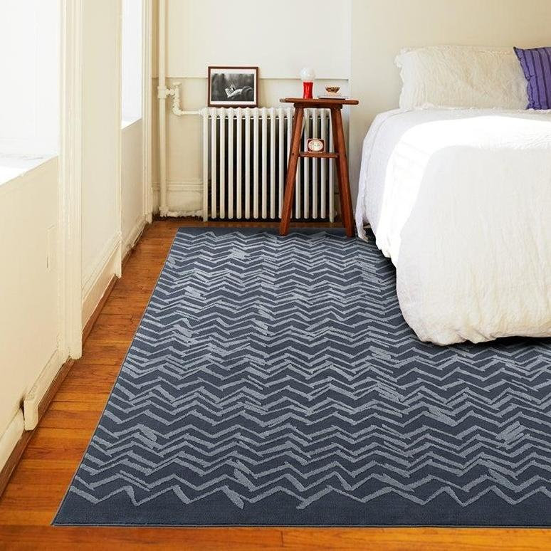 Zig Washable Rug, Blue, 9'10" x 12'9"
