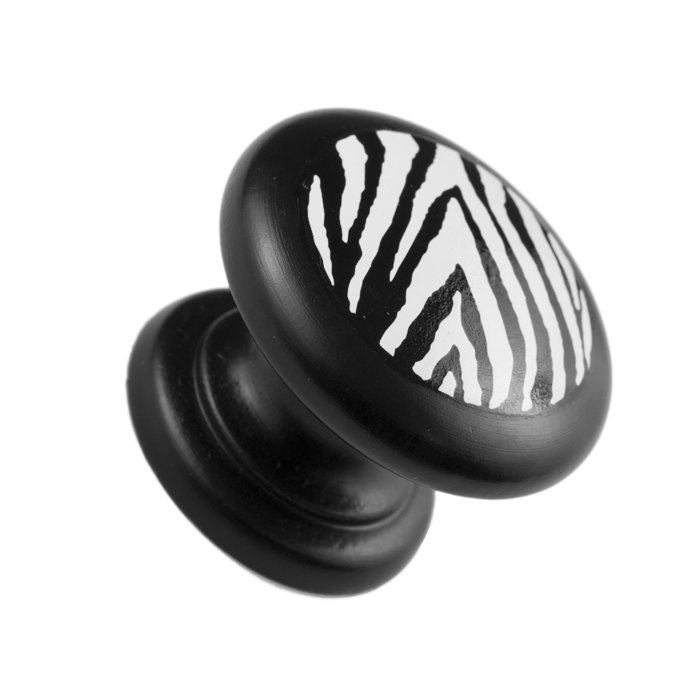 Hand Painted 1 1/2" Black Zebra Print Knob