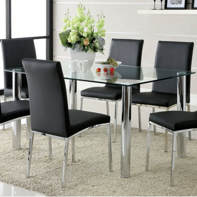 Glass Top Metal Base Dining Table