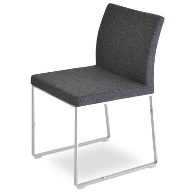 Aria Metal Sled Dining Chair in Wool