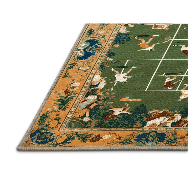 Machine Washable French Brown Area Rug, Round 5'