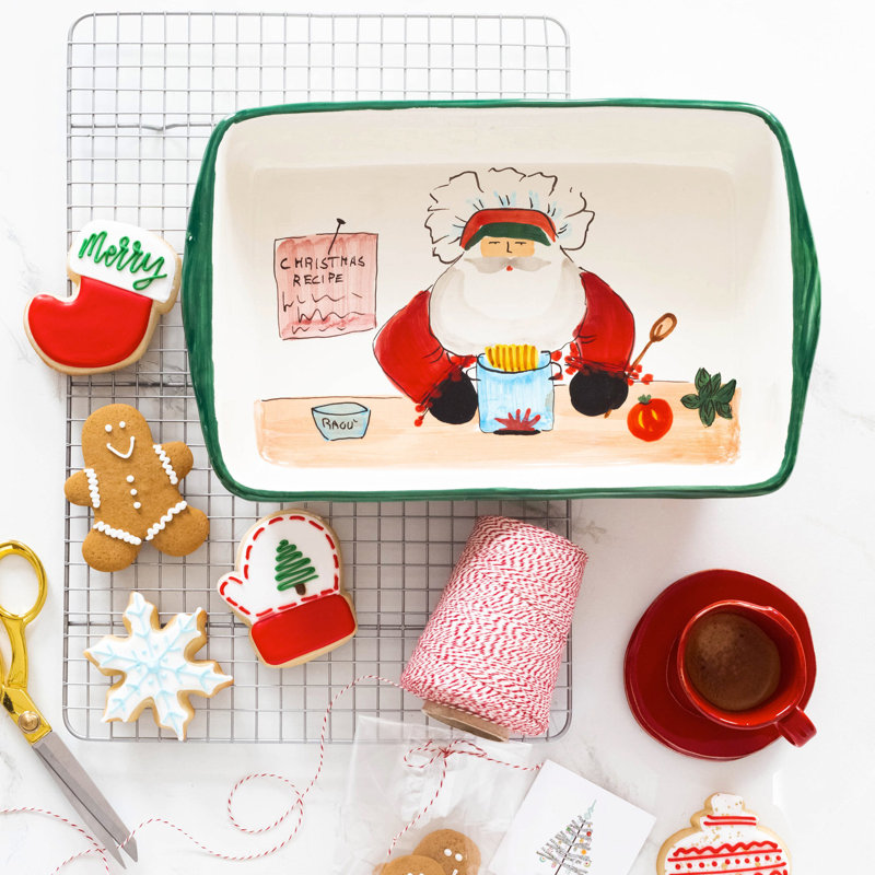 Old St. Nick Rectangle Earthenware Baker